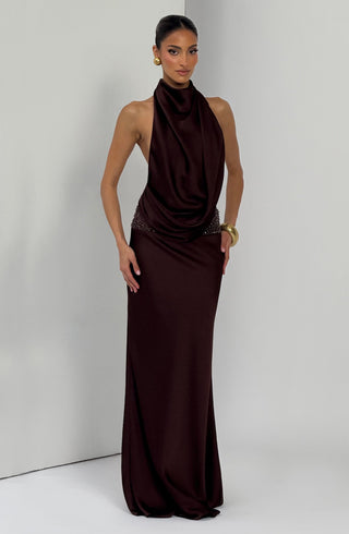 Armelle Maxi Dress - Plum Brown - glavon