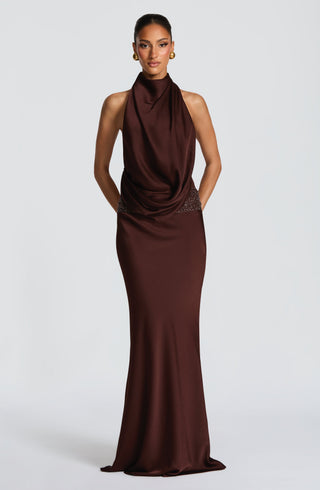 Armelle Maxi Dress - Plum Brown - glavon