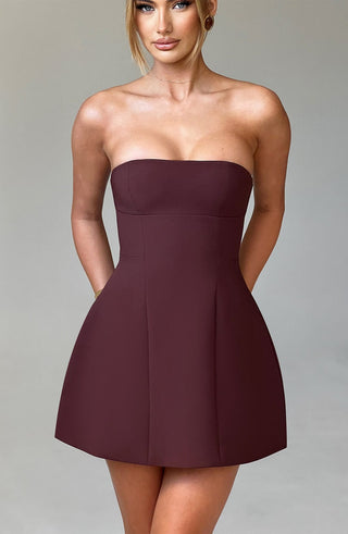 Asha Mini Dress - Brown - glavon