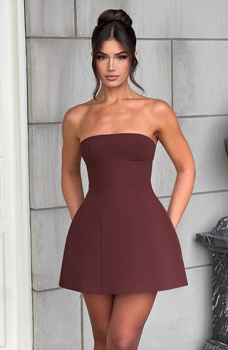 Asha Mini Dress - Brown - glavon
