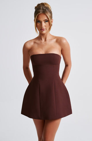 Asha Mini Dress - Brown - glavon