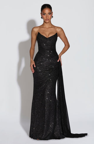 Ashika Maxi Dress - Black Sparkle - glavon