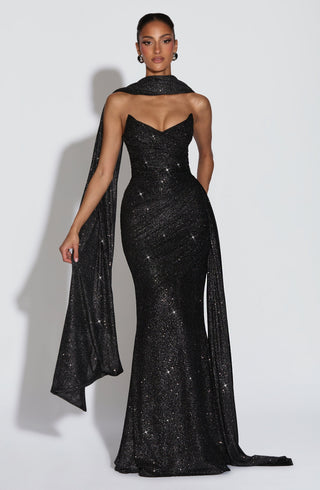Ashika Maxi Dress - Black Sparkle - glavon