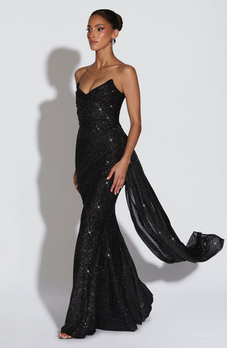 Ashika Maxi Dress - Black Sparkle - glavon