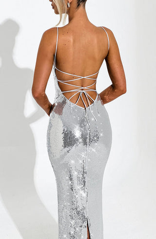 Atari Maxi Dress - Silver - glavon