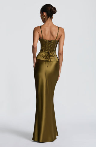 Atlanta Maxi Skirt - Deep Olive - glavon