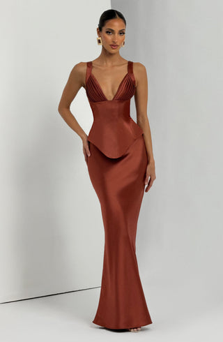Atlanta Maxi Skirt - Rust - glavon