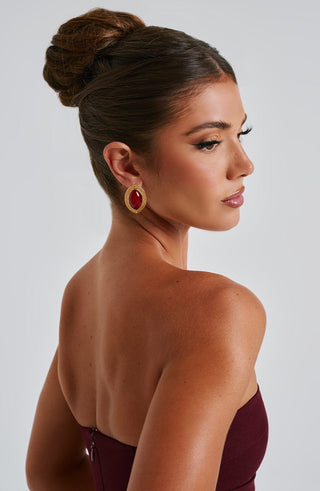 Azra Earrings - Red/Gold - glavon