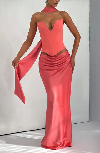Bernadette Maxi Skirt - Coral Pink - glavon