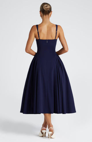 Betty Midi Dress - Navy - glavon