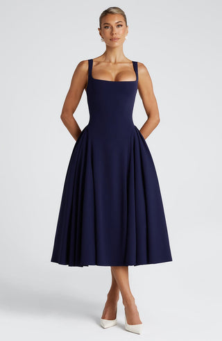 Betty Midi Dress - Navy - glavon