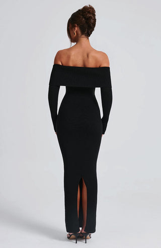 Beverley Knit Maxi Dress - Black - glavon