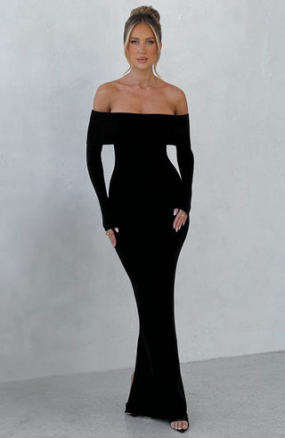 Beverley Knit Maxi Dress - Black - glavon