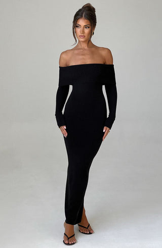 Beverley Knit Maxi Dress - Black - glavon