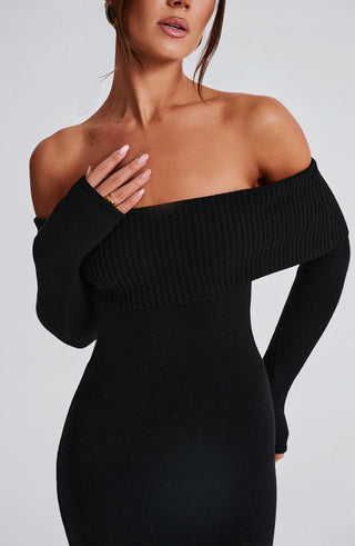 Beverley Knit Maxi Dress - Black - glavon
