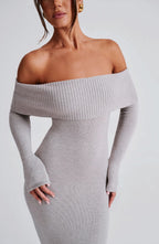 Beverley Knit Maxi Dress - Light Grey Marl - Napalia