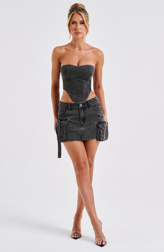 Billie Mini Skirt - Black Wash - glavon