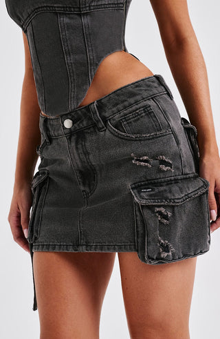 Billie Mini Skirt - Black Wash - glavon