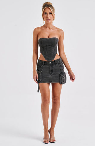 Billie Mini Skirt - Black Wash - glavon