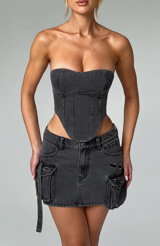 Billie Mini Skirt - Black Wash - glavon