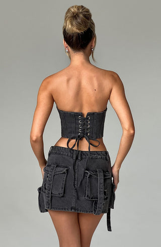 Billie Mini Skirt - Black Wash - glavon