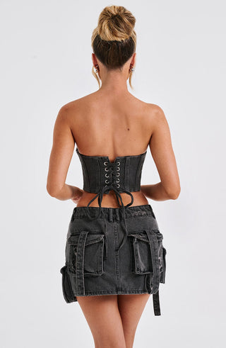 Billie Mini Skirt - Black Wash - glavon