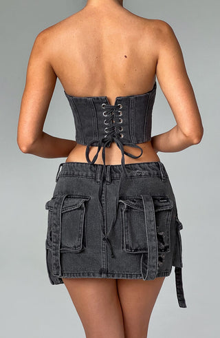 Billie Mini Skirt - Black Wash - glavon