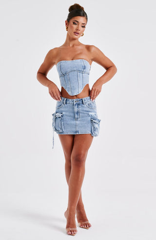 Billie Mini Skirt - Blue Wash - glavon