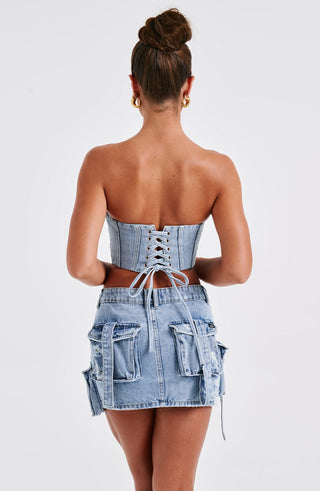 Billie Mini Skirt - Blue Wash - glavon