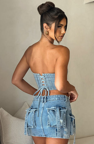 Billie Mini Skirt - Blue Wash - glavon