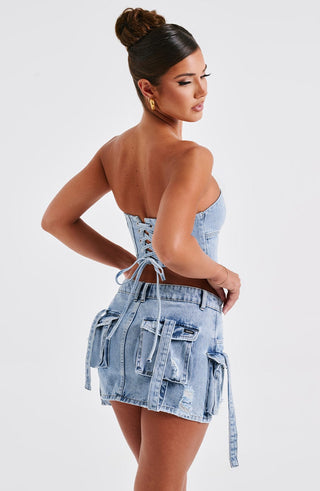 Billie Mini Skirt - Blue Wash - glavon