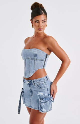 Billie Mini Skirt - Blue Wash - glavon