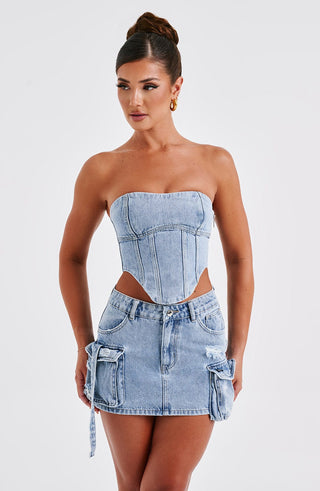 Billie Mini Skirt - Blue Wash - glavon