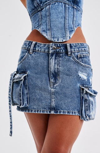 Billie Mini Skirt - Dark Wash - glavon
