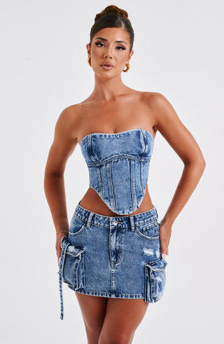 Billie Mini Skirt - Dark Wash - glavon