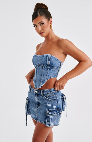 Billie Mini Skirt - Dark Wash - glavon