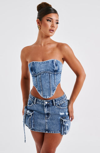 Billie Mini Skirt - Dark Wash - glavon