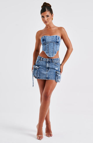 Billie Mini Skirt - Dark Wash - glavon
