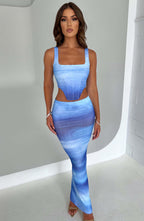 Blair Maxi Skirt - Blue Haze Print - Napalia
