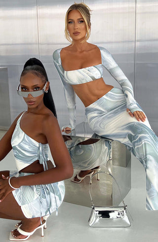 Blair Maxi Skirt - Grey Haze Print - glavon