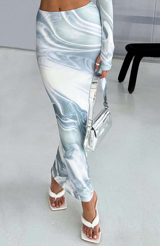 Blair Maxi Skirt - Grey Haze Print - glavon