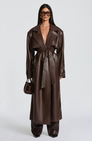 Bridget Trench Coat - Plum Brown - glavon