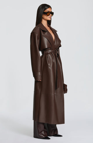 Bridget Trench Coat - Plum Brown - glavon