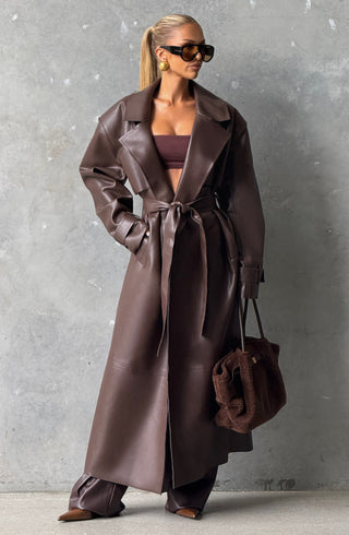 Bridget Trench Coat - Plum Brown - glavon