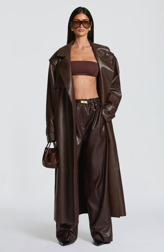 Bridget Trench Coat - Plum Brown - glavon