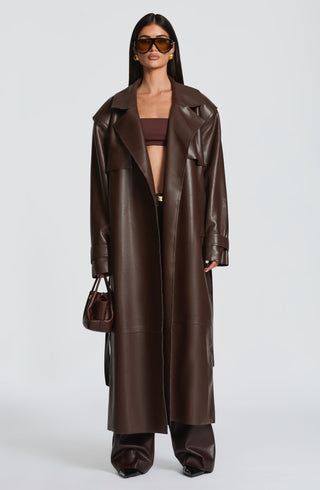 Bridget Trench Coat - Plum Brown - glavon