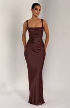 Calanthe Maxi Dress - Plum Brown - Napalia