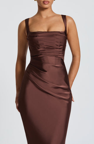 Calanthe Maxi Dress - Plum Brown - glavon