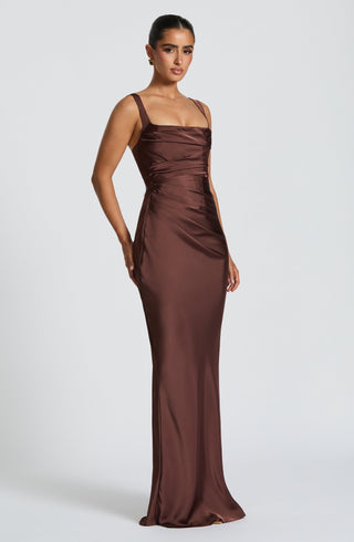 Calanthe Maxi Dress - Plum Brown - glavon
