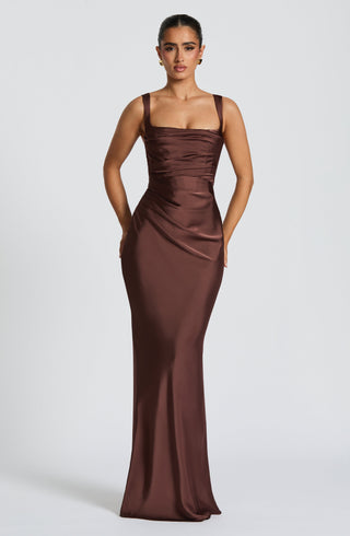 Calanthe Maxi Dress - Plum Brown - glavon